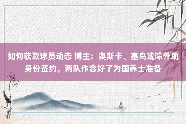 如何获取球员动态 博主：奥斯卡、塞鸟或除外助身份签约，两队作念好了为国养士准备