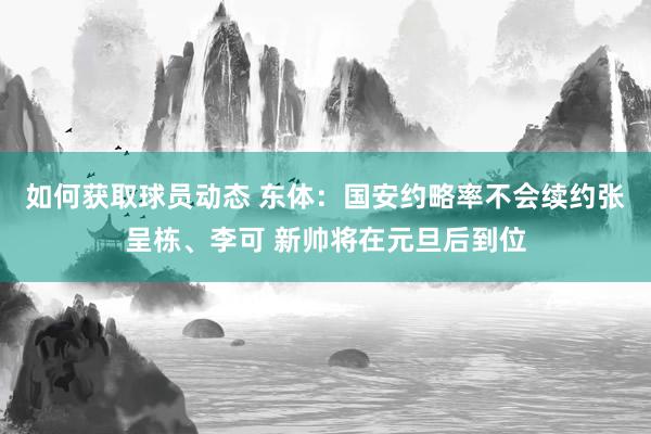 如何获取球员动态 东体：国安约略率不会续约张呈栋、李可 新帅将在元旦后到位