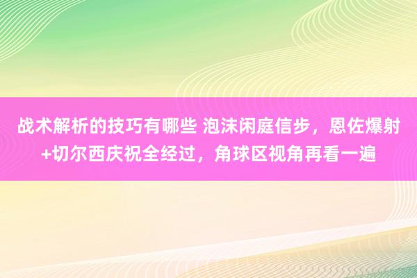 战术解析的技巧有哪些 泡沫闲庭信步，恩佐爆射+切尔西庆祝全经过，角球区视角再看一遍