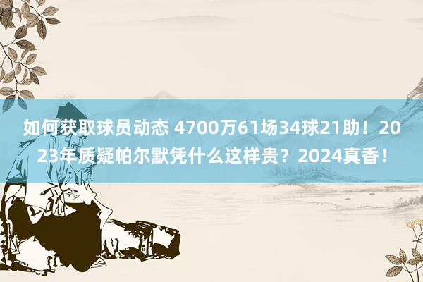 如何获取球员动态 4700万61场34球21助！2023年质疑帕尔默凭什么这样贵？2024真香！