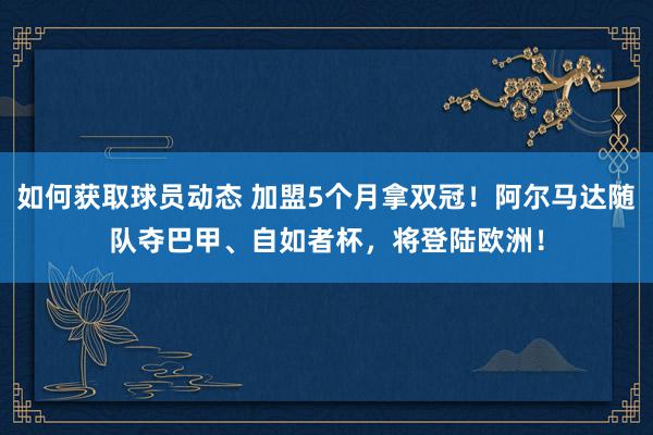 如何获取球员动态 加盟5个月拿双冠！阿尔马达随队夺巴甲、自如者杯，将登陆欧洲！