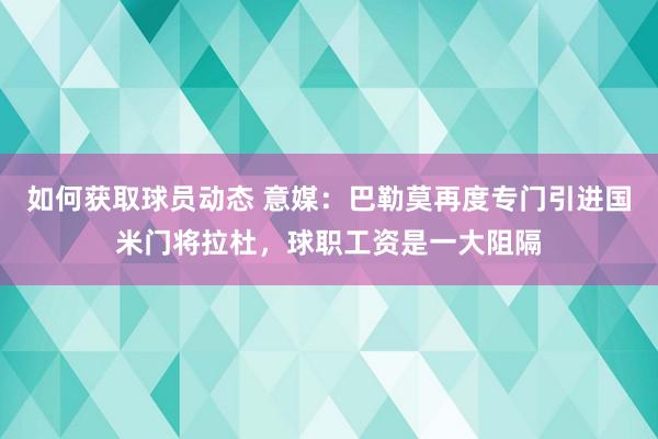 如何获取球员动态 意媒：巴勒莫再度专门引进国米门将拉杜，球职工资是一大阻隔