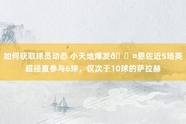 如何获取球员动态 小天地爆发😤恩佐近5场英超径直参与6球，仅次于10球的萨拉赫