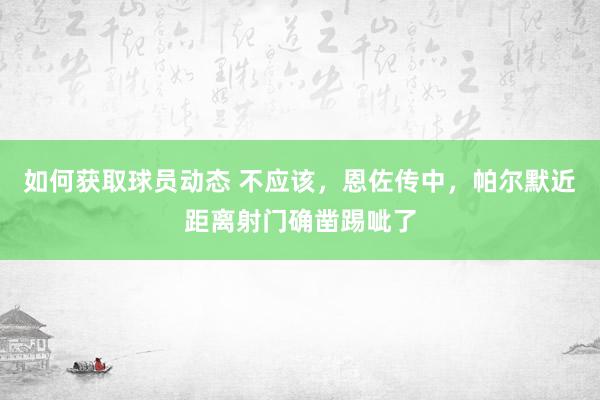 如何获取球员动态 不应该，恩佐传中，帕尔默近距离射门确凿踢呲了